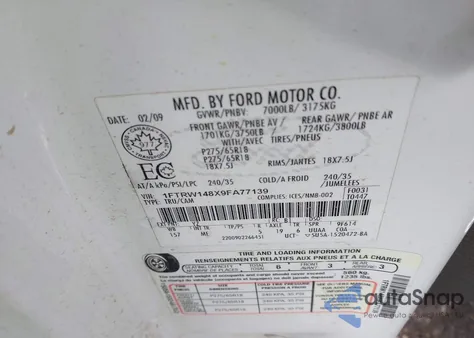 2009 Ford F-150 Xl/Xlt from USA, damaged, VIN 1FTRW148X9FA77139